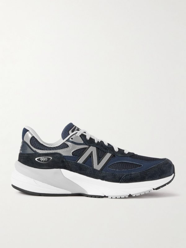 990v6 Leather-Trimmed Suede and Mesh Sneakers