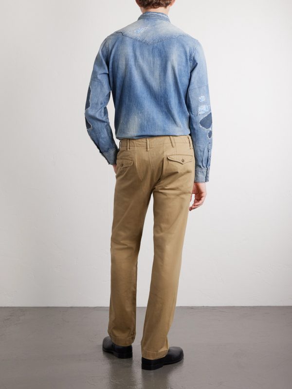 Straight-Leg Cotton-Twill Trousers - BK