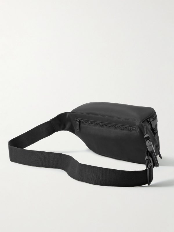 Leather-Trimmed Nylon Belt Bag - BK