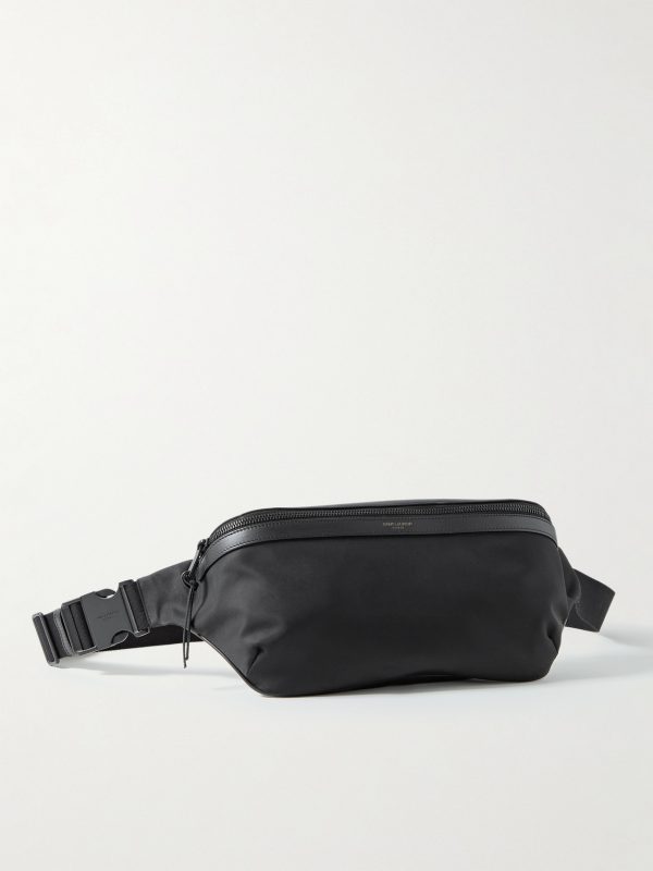 Leather-Trimmed Nylon Belt Bag