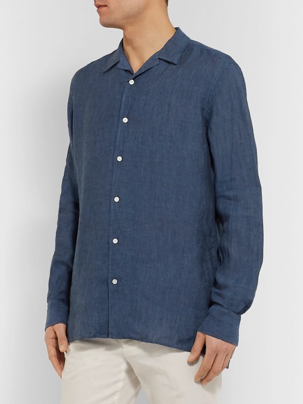 Camp-Collar Linen Shirt - FR