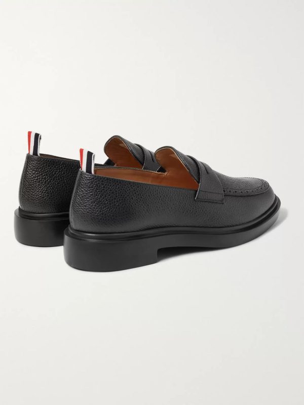 Pebble-Grain Leather Penny Loafers - BK Pebble-Grain Leather Penny Loafers - BK