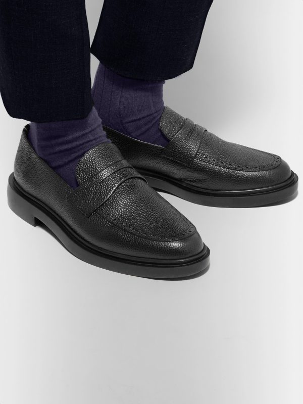 Pebble-Grain Leather Penny Loafers - E1 Pebble-Grain Leather Penny Loafers - E1