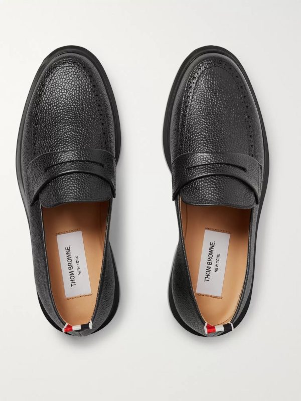 Pebble-Grain Leather Penny Loafers - E3 Pebble-Grain Leather Penny Loafers - E3