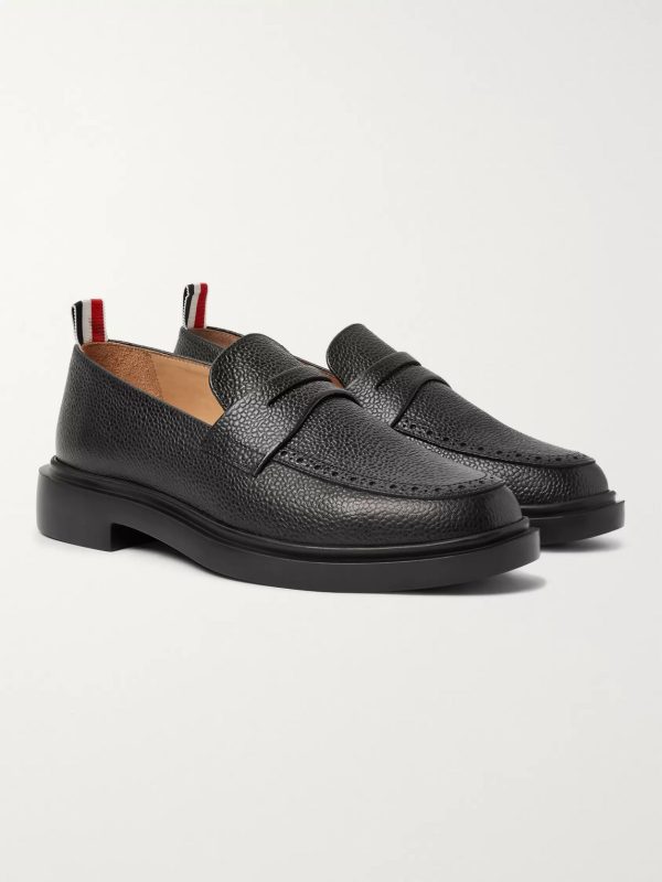 Pebble-Grain Leather Penny Loafers - FR Pebble-Grain Leather Penny Loafers - FR