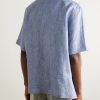 Federico Camp-Collar Linen Shirt - BK Federico Camp-Collar Linen Shirt - BK
