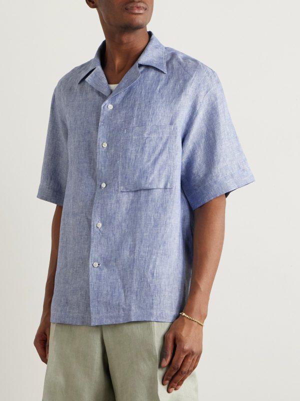 Federico Camp-Collar Linen Shirt - FR Federico Camp-Collar Linen Shirt - FR