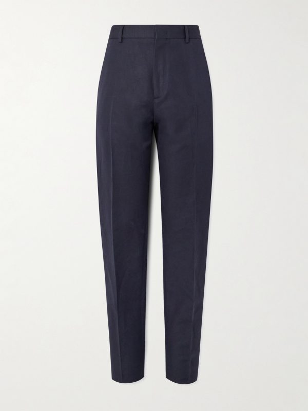 Cedric Tapered Cotton and Linen-Blend Canvas Trousers Cedric Tapered Cotton and Linen-Blend Canvas Trousers