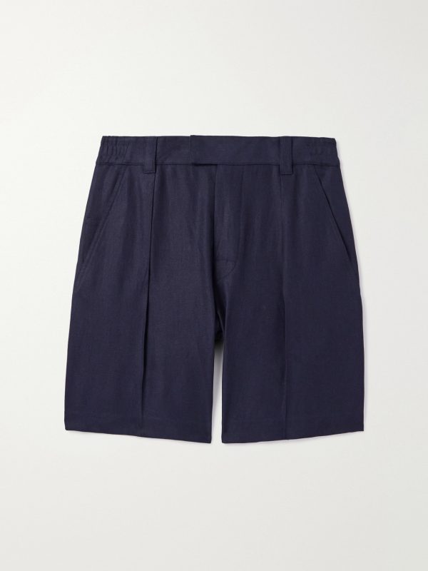 Reinga Wide-Leg Pleated Linen-Twill Bermuda Shorts Reinga Wide-Leg Pleated Linen-Twill Bermuda Shorts