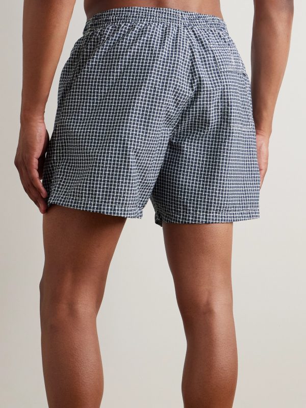 Daneu Straight-Leg Mid-Length Checked Swim Shorts - BK Daneu Straight-Leg Mid-Length Checked Swim Shorts - BK