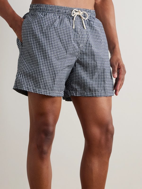Daneu Straight-Leg Mid-Length Checked Swim Shorts - OU Daneu Straight-Leg Mid-Length Checked Swim Shorts - OU