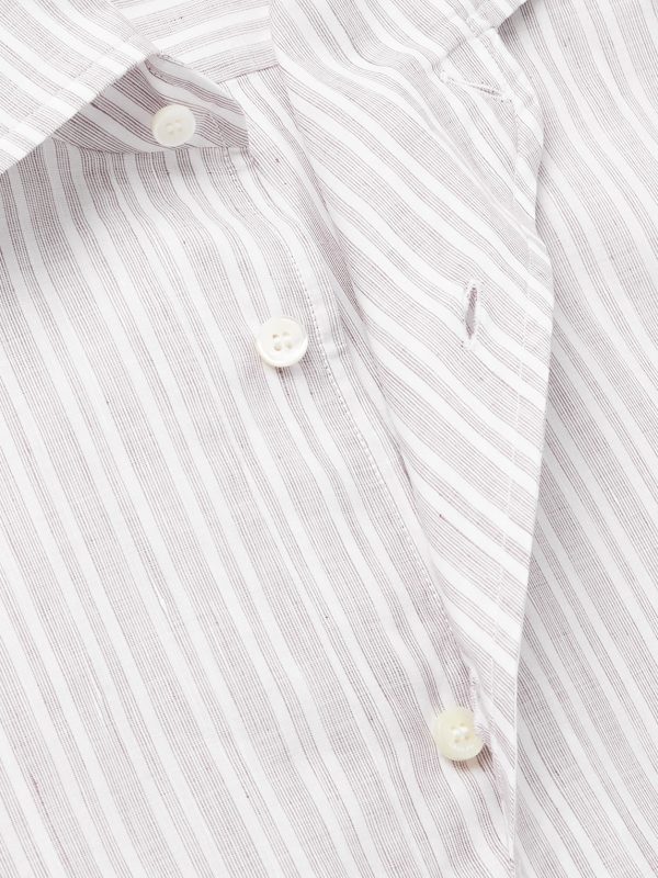 Raffaele Striped Cotton and Linen-Blend Half-Placket Shirt - CU Raffaele Striped Cotton and Linen-Blend Half-Placket Shirt - CU