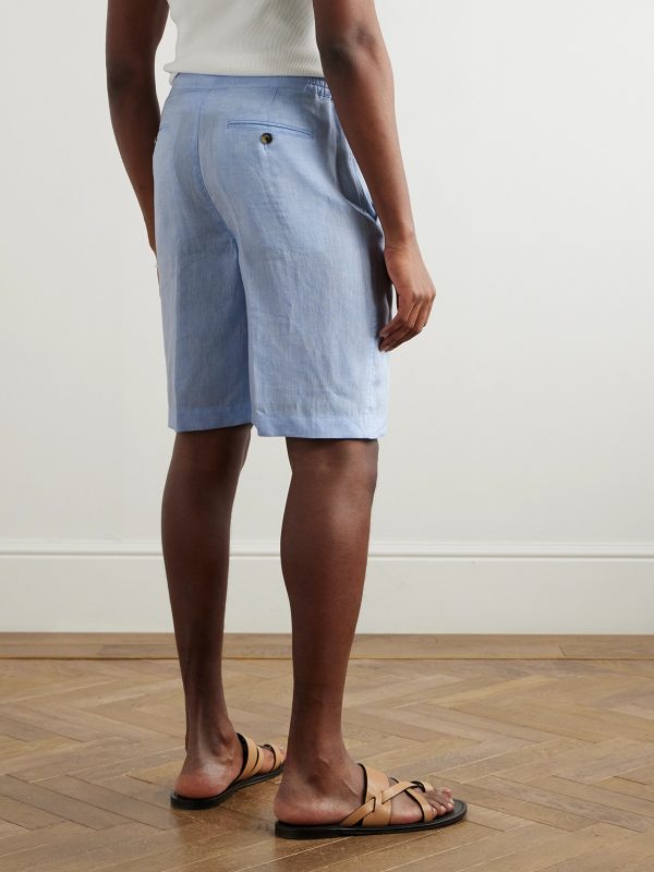 Straight-Leg Linen Shorts - BK Straight-Leg Linen Shorts - BK