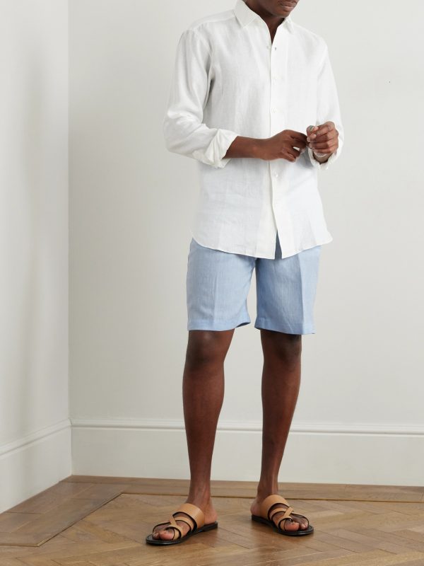 Straight-Leg Linen Shorts - OU Straight-Leg Linen Shorts - OU