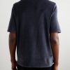 Cotton and Silk-Blend Velour Polo Shirt - BK Cotton and Silk-Blend Velour Polo Shirt - BK