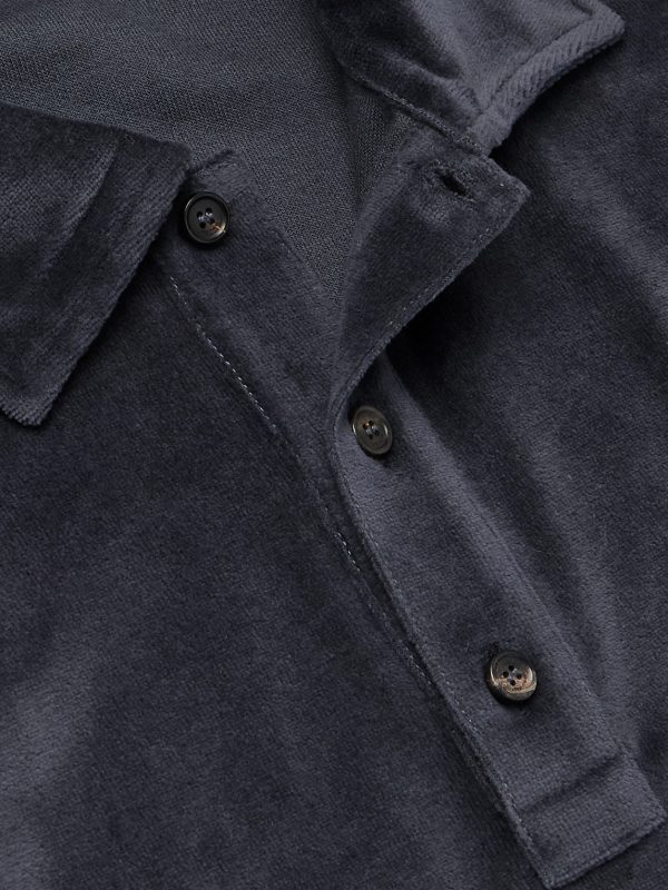 Cotton and Silk-Blend Velour Polo Shirt - CU Cotton and Silk-Blend Velour Polo Shirt - CU