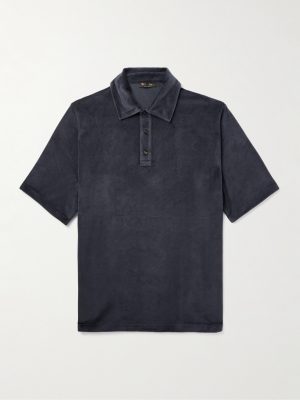 Cotton and Silk-Blend Velour Polo Shirt