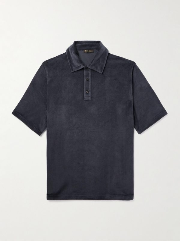Cotton and Silk-Blend Velour Polo Shirt Cotton and Silk-Blend Velour Polo Shirt