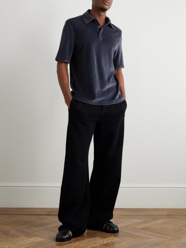Cotton and Silk-Blend Velour Polo Shirt - OU Cotton and Silk-Blend Velour Polo Shirt - OU
