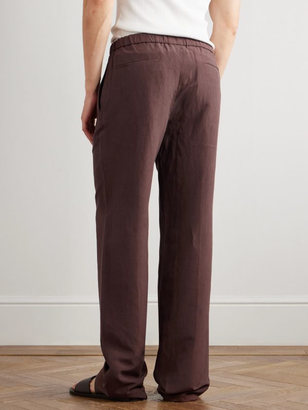 Maryln Straight-Leg Linen and Silk-Blend Trousers - BK Maryln Straight-Leg Linen and Silk-Blend Trousers - BK