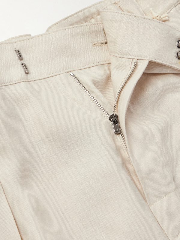 Reinga Wide-Leg Pleated Linen-Twill Bermuda Shorts - CU Reinga Wide-Leg Pleated Linen-Twill Bermuda Shorts - CU