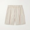 Reinga Wide-Leg Pleated Linen-Twill Bermuda Shorts Reinga Wide-Leg Pleated Linen-Twill Bermuda Shorts