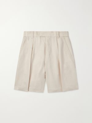 Reinga Wide-Leg Pleated Linen-Twill Bermuda Shorts Reinga Wide-Leg Pleated Linen-Twill Bermuda Shorts