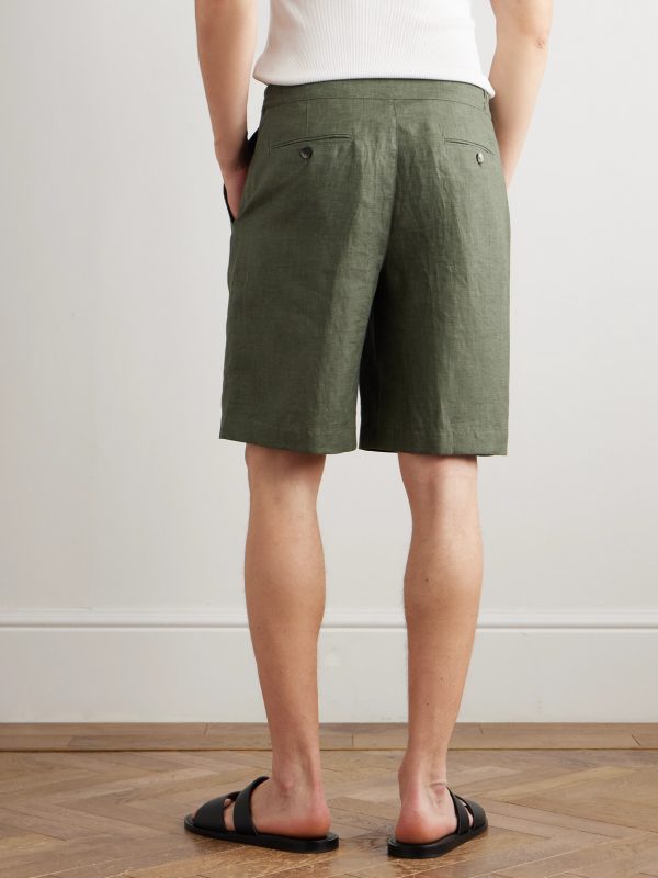 Nolan Straight-Leg Linen Shorts - BK Nolan Straight-Leg Linen Shorts - BK