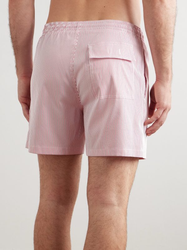 Daneu Straight-Leg Mid-Length Striped Swim Shorts - BK Daneu Straight-Leg Mid-Length Striped Swim Shorts - BK