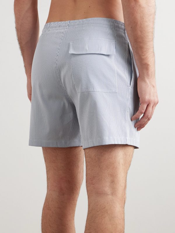 Daneu Straight-Leg Mid-Length Striped Swim Shorts - BK Daneu Straight-Leg Mid-Length Striped Swim Shorts - BK