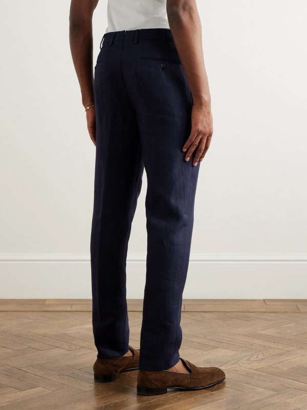 Carlo Straight-Leg Linen Suit Trousers - BK Carlo Straight-Leg Linen Suit Trousers - BK