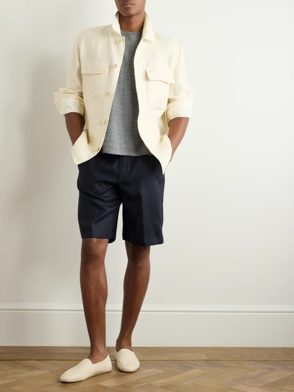 Straight-Leg Linen Shorts - OU Straight-Leg Linen Shorts - OU