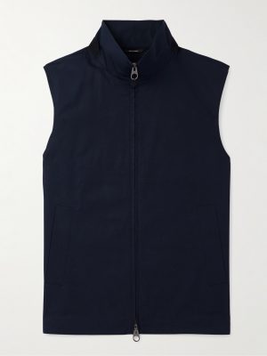 Landon Suede-Trimmed Cotton-Satin Gilet