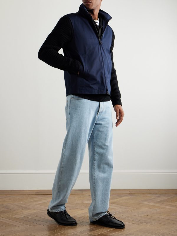 Landon Suede-Trimmed Cotton-Satin Gilet - OU Landon Suede-Trimmed Cotton-Satin Gilet - OU