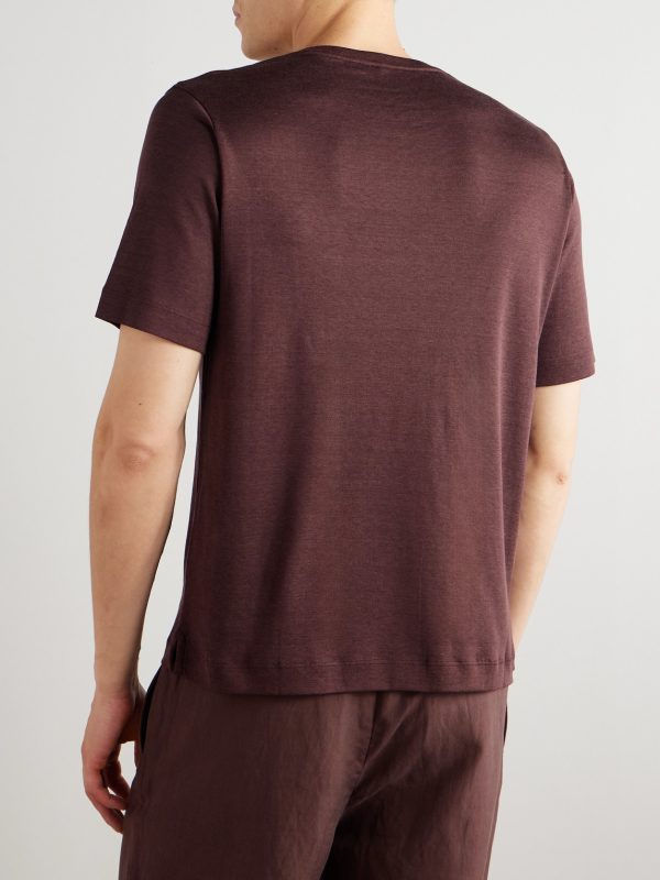 Mazzorbo Silk and Cotton-Blend Jersey T-Shirt - BK Mazzorbo Silk and Cotton-Blend Jersey T-Shirt - BK