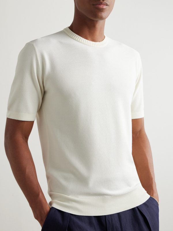 Slim-Fit Cotton and Silk-Blend Piqué T-Shirt - FR