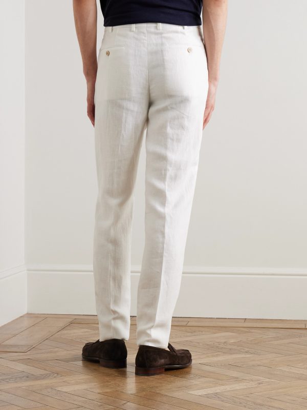 Carlo Straight-Leg Linen Trousers - BK Carlo Straight-Leg Linen Trousers - BK