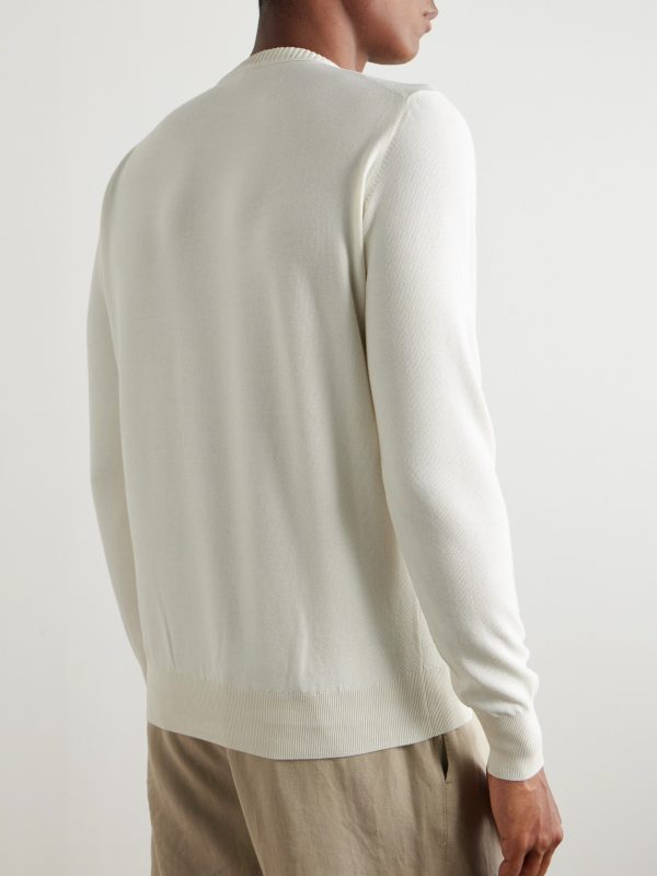 Cotton and Silk-Blend Piqué Sweater - BK Cotton and Silk-Blend Piqué Sweater - BK