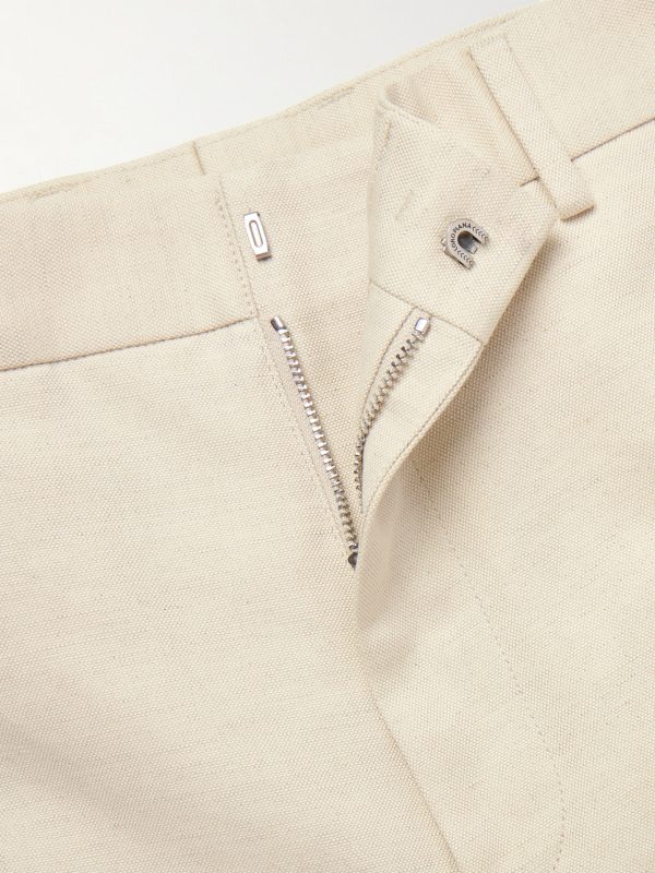 Cedric Tapered Cotton and Linen-Blend Canvas Trousers - E1 Cedric Tapered Cotton and Linen-Blend Canvas Trousers - E1