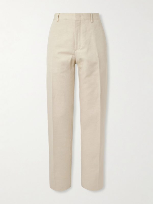 Cedric Tapered Cotton and Linen-Blend Canvas Trousers Cedric Tapered Cotton and Linen-Blend Canvas Trousers