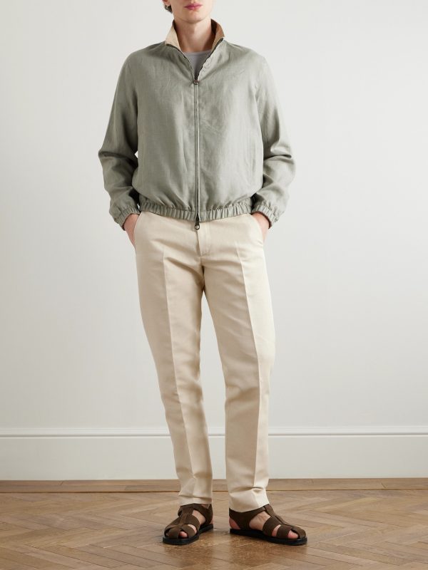 Cedric Tapered Cotton and Linen-Blend Canvas Trousers - OU Cedric Tapered Cotton and Linen-Blend Canvas Trousers - OU