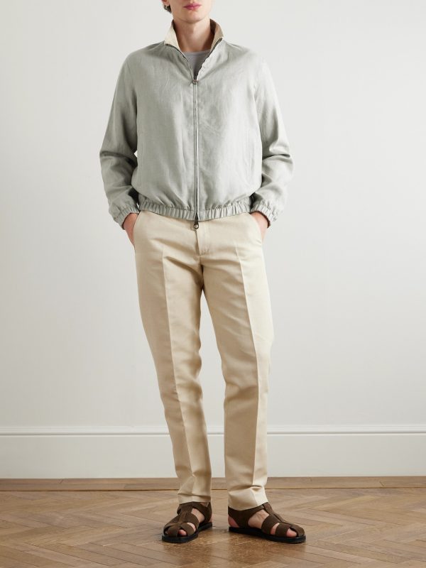 Reversible Linen Bomber Jacket - OU Reversible Linen Bomber Jacket - OU