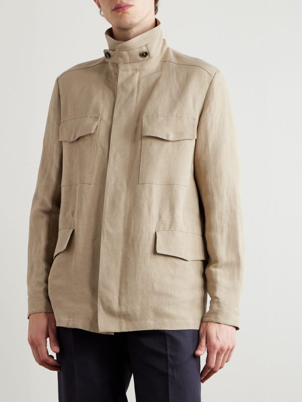 Linen and Silk-Blend Field Jacket - FR