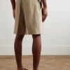Reinga Wide-Leg Pleated Linen-Twill Bermuda Shorts - BK Reinga Wide-Leg Pleated Linen-Twill Bermuda Shorts - BK