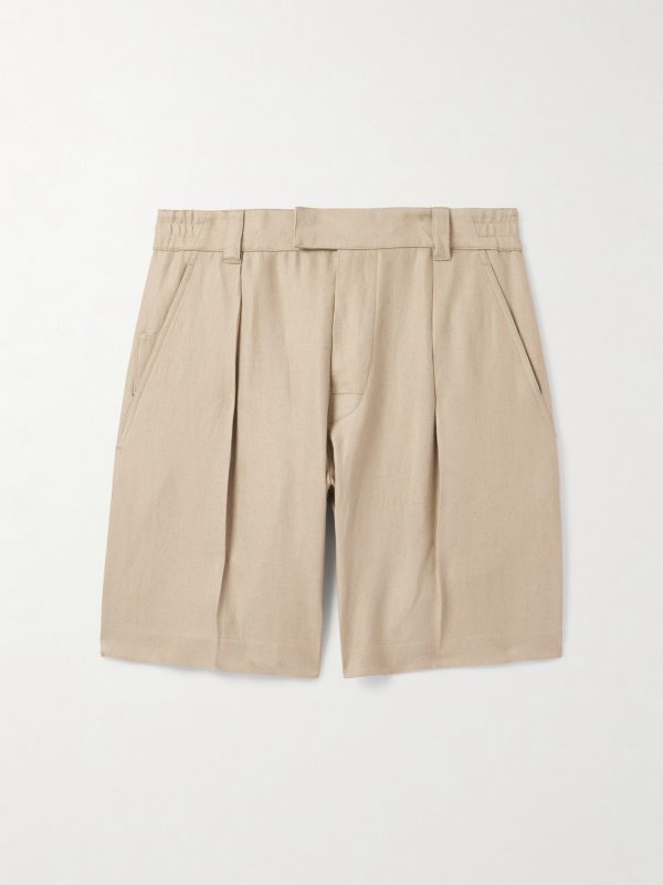 Reinga Wide-Leg Pleated Linen-Twill Bermuda Shorts Reinga Wide-Leg Pleated Linen-Twill Bermuda Shorts