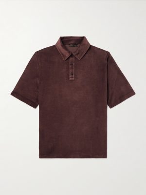 Cotton and Silk-Blend Velour Polo Shirt