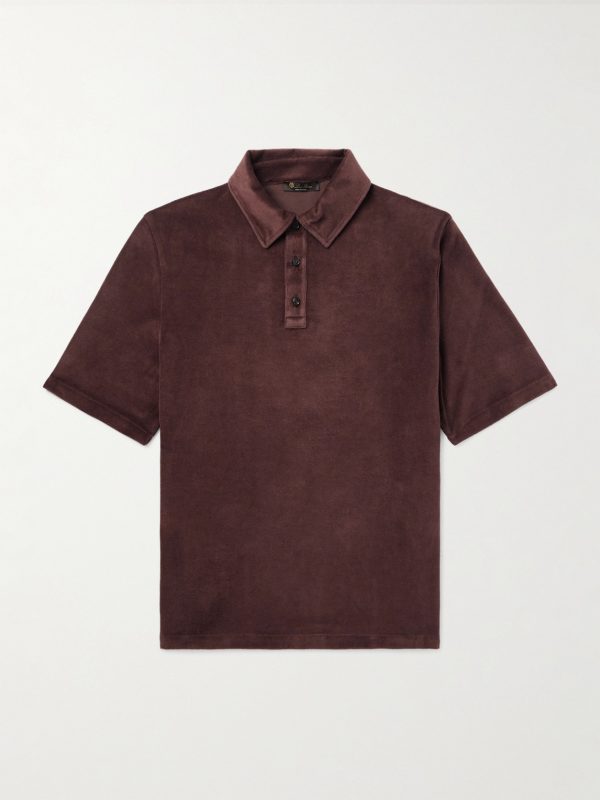 Cotton and Silk-Blend Velour Polo Shirt Cotton and Silk-Blend Velour Polo Shirt