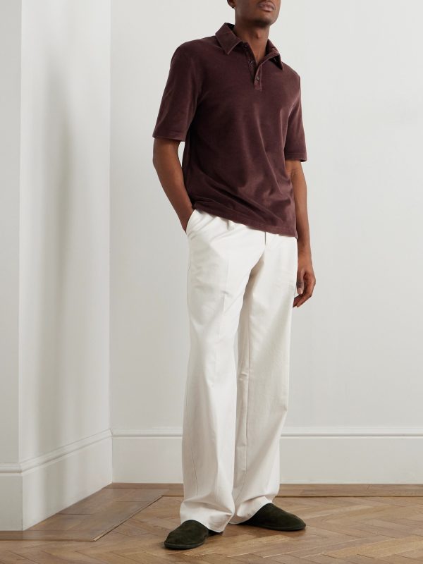 Cotton and Silk-Blend Velour Polo Shirt - OU Cotton and Silk-Blend Velour Polo Shirt - OU