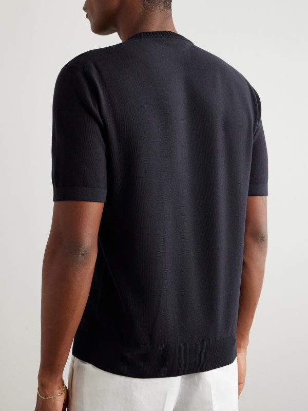 Slim-Fit Cotton and Silk-Blend Piqué T-Shirt - BK Slim-Fit Cotton and Silk-Blend Piqué T-Shirt - BK