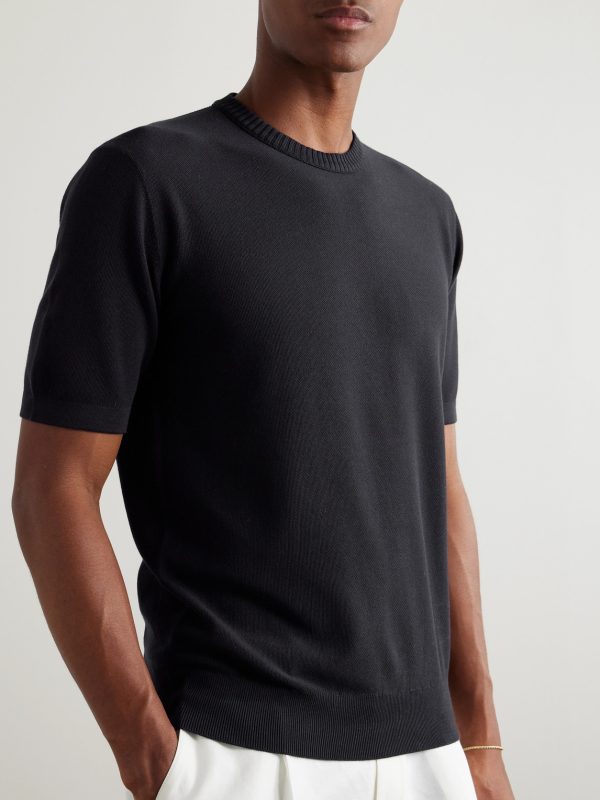 Slim-Fit Cotton and Silk-Blend Piqué T-Shirt - FR Slim-Fit Cotton and Silk-Blend Piqué T-Shirt - FR
